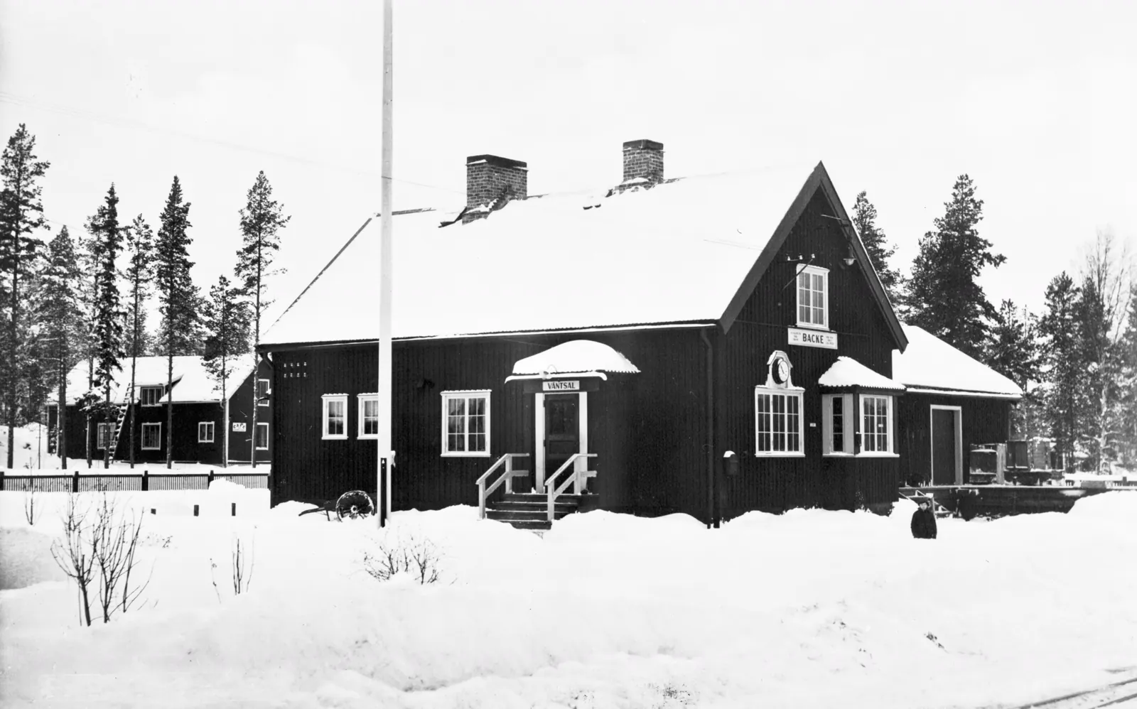 Historisk bild av Backe järnvägsstation från äldre tid